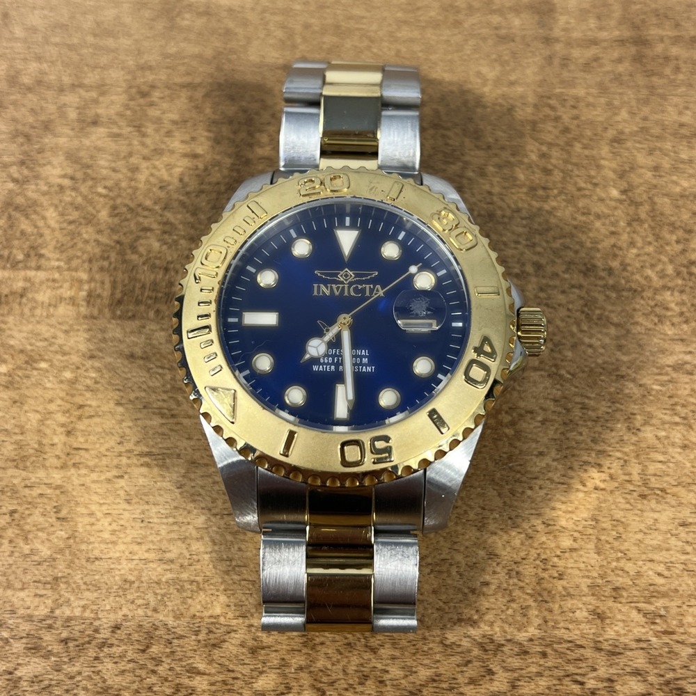 Invicta Pro Diver Two-Tone Stainless Gold Tone Blue Dial Men's Watch